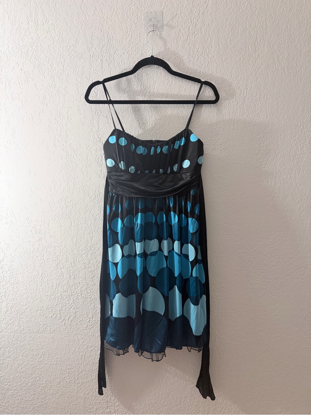 Ruby Rox Y2K Teal & Black Polka Dot Babydoll Dress - M